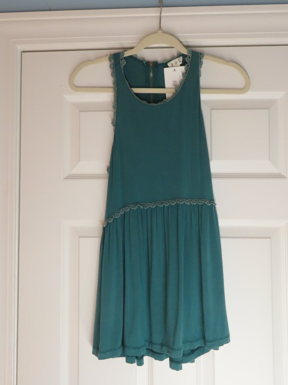 POL New Follow Your Lead Babydoll Tank Top Boho Green Beach Flowy Size Small
